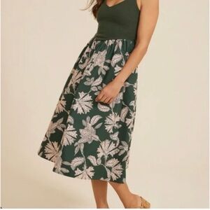 Maurices Green and White Leaf Print Midi Dress